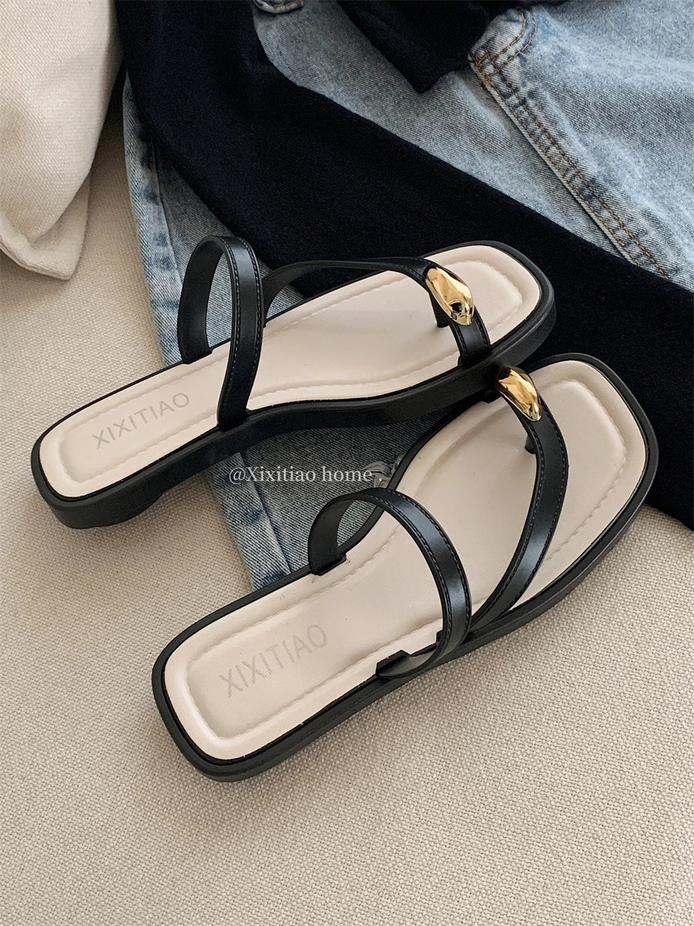 Velvet Toe Slides