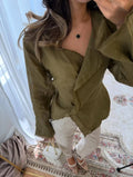 Linen V Blouse