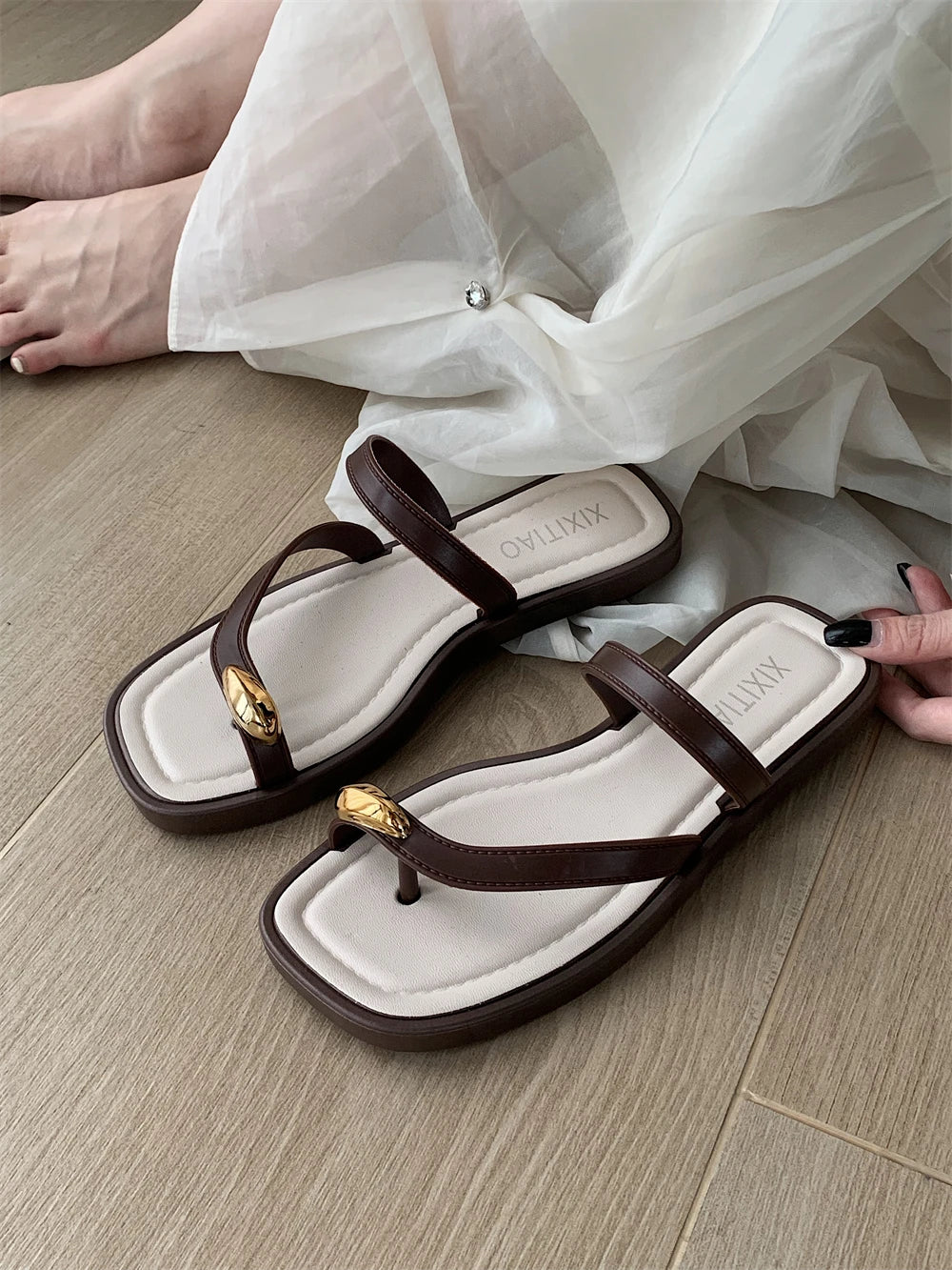 Velvet Toe Slides
