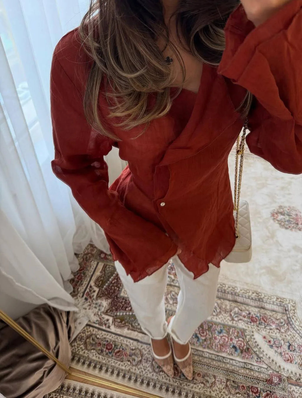 Linen V Blouse
