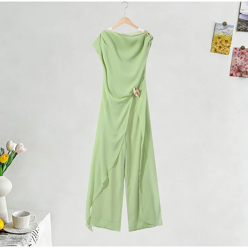 Chiffon Draped Jumpsuit