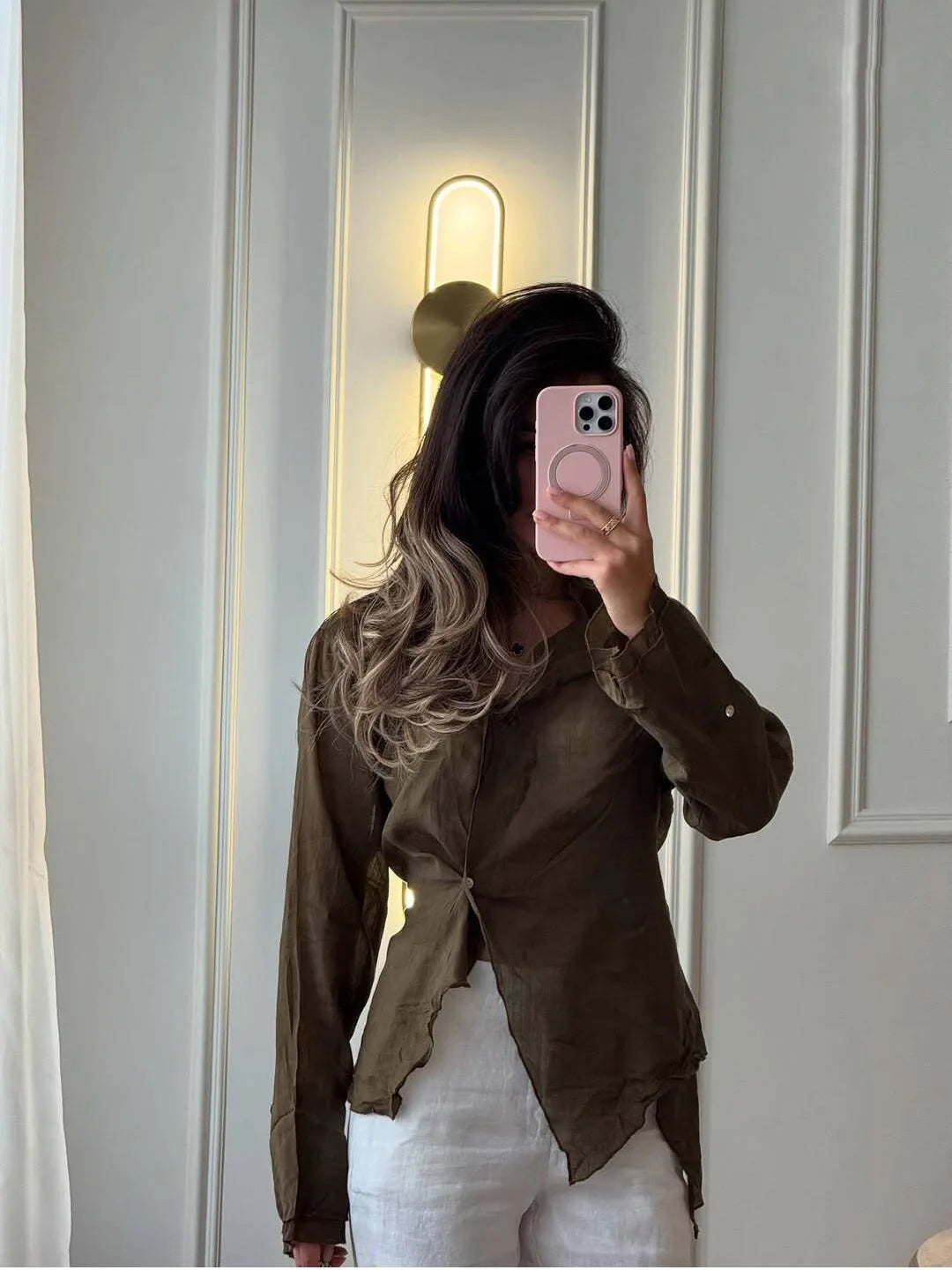 Linen V Blouse