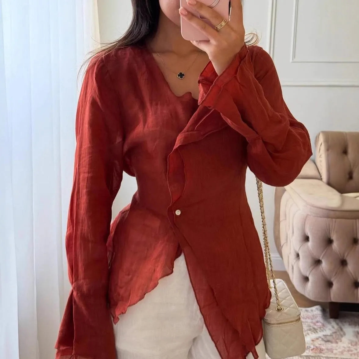 Linen V Blouse