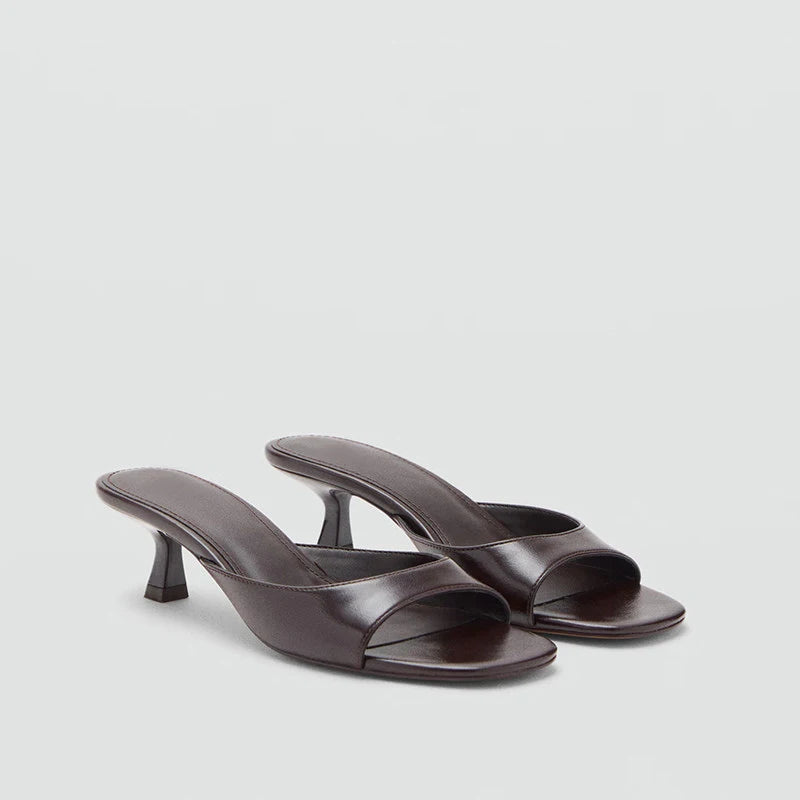 Cognac Leather Slides