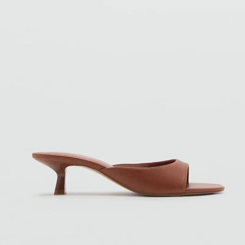 Cognac Leather Slides