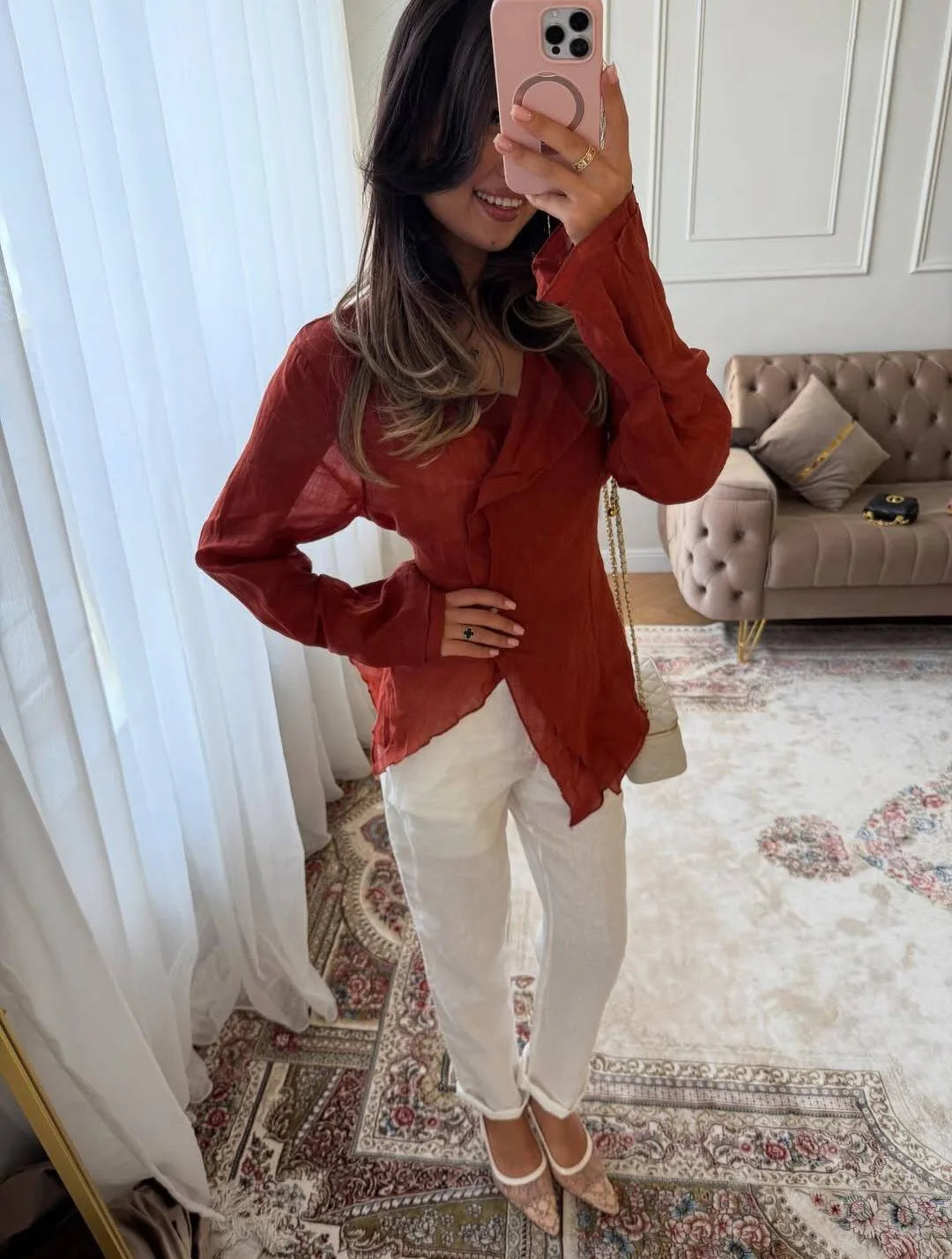 Linen V Blouse