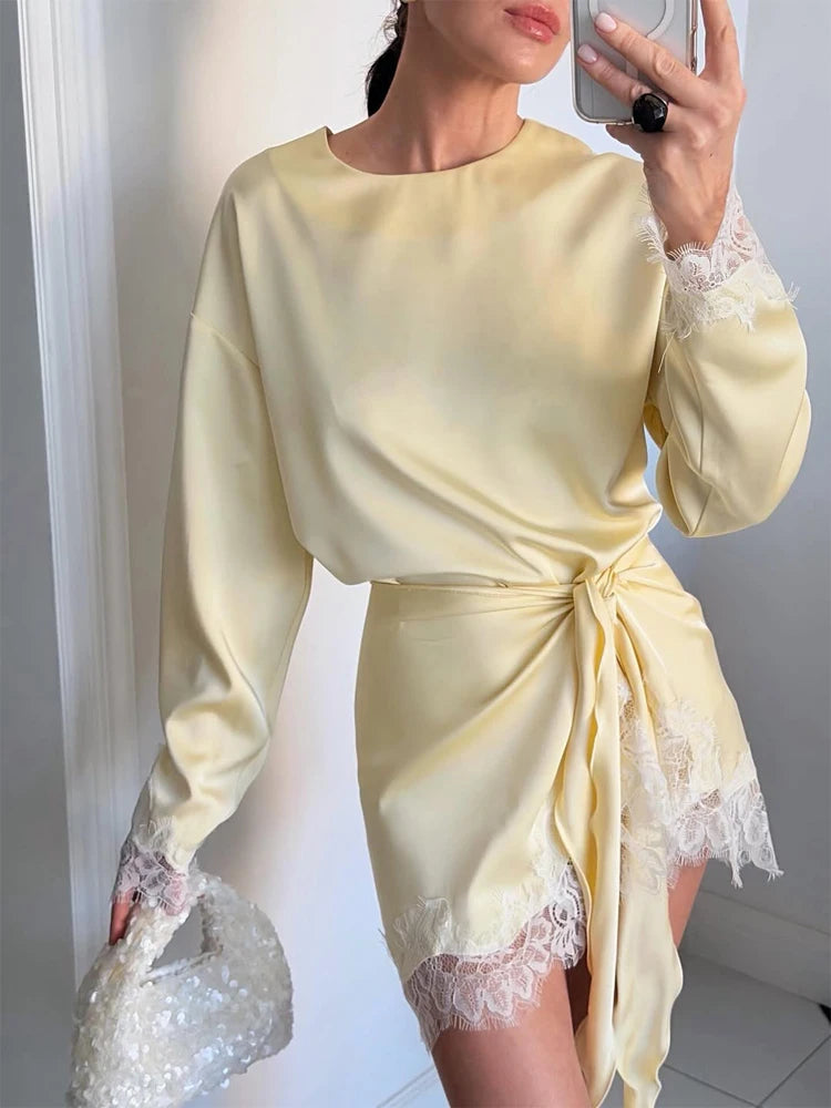 Lace Satin Dress