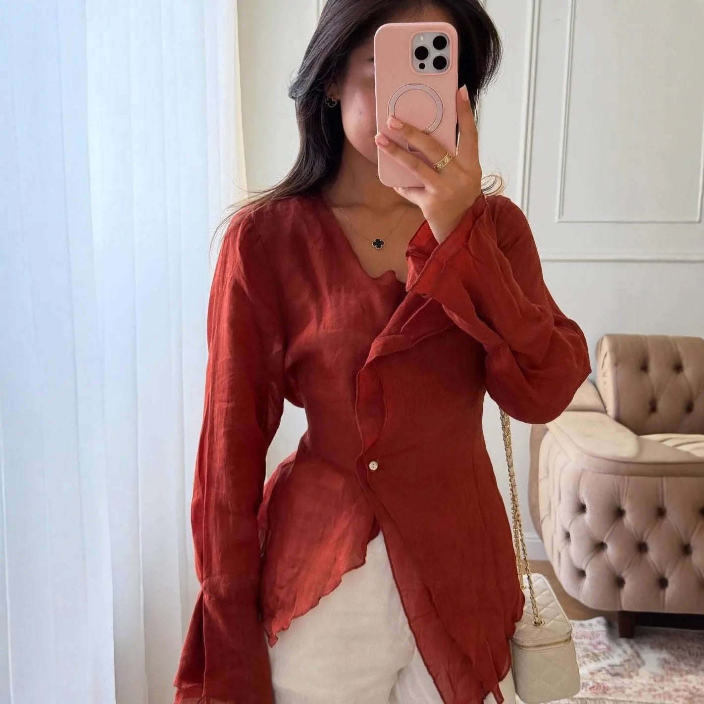 Linen V Blouse