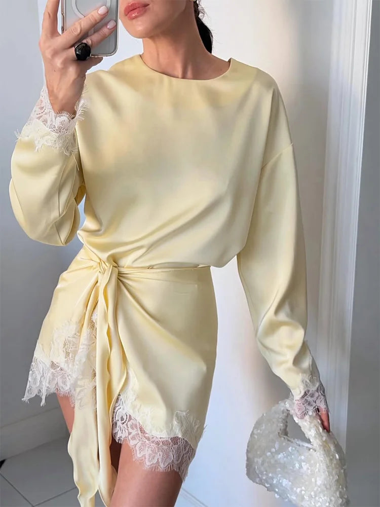 Lace Satin Dress