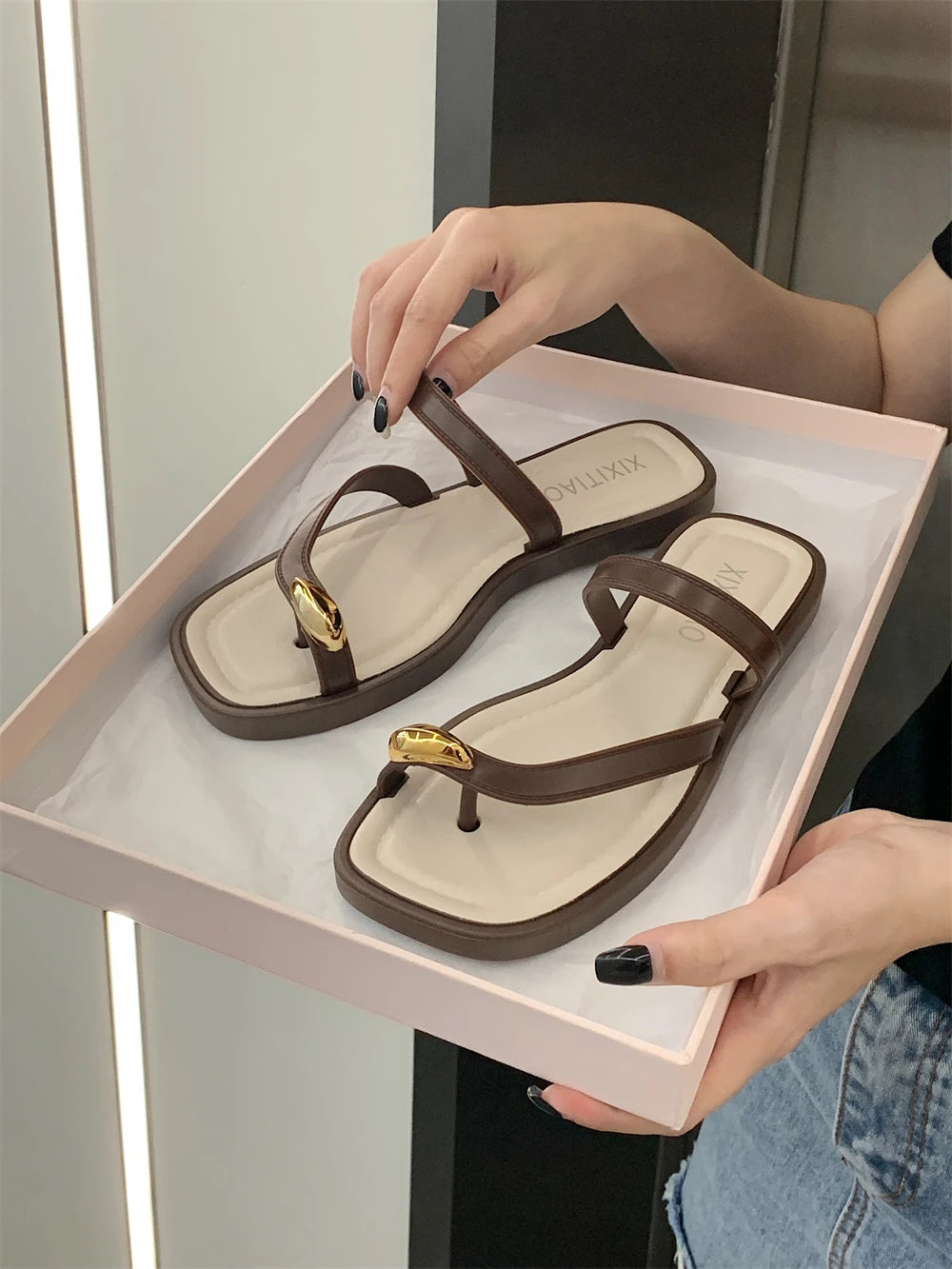 Velvet Toe Slides