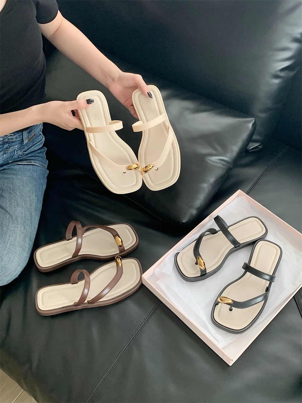 Velvet Toe Slides