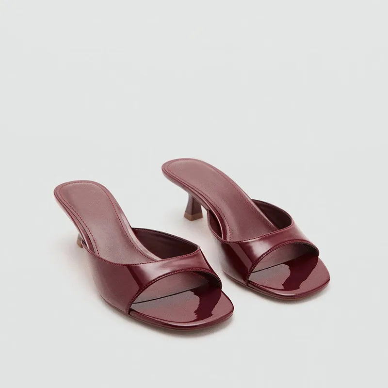 Cognac Leather Slides