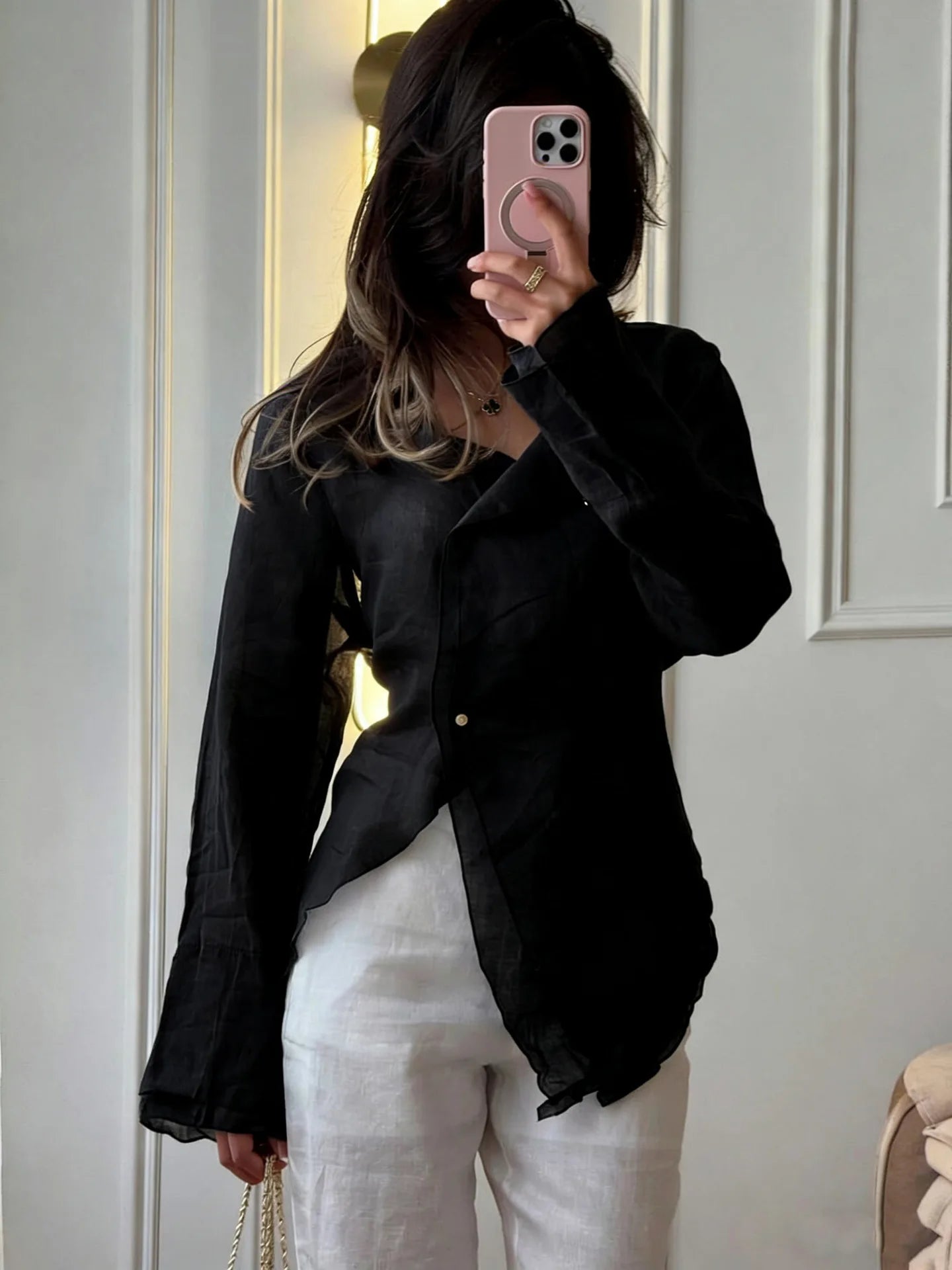 Linen V Blouse