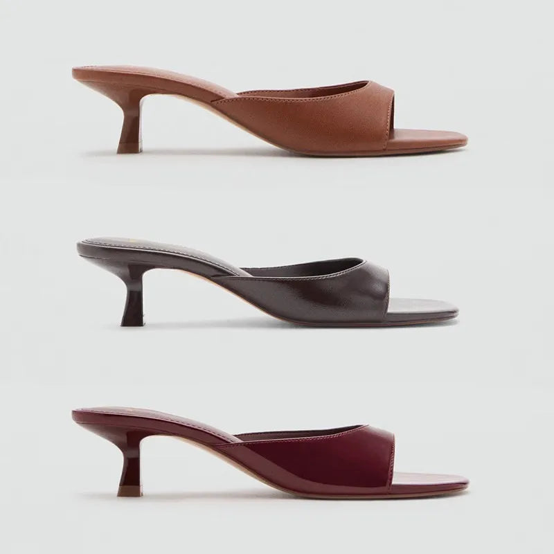 Cognac Leather Slides