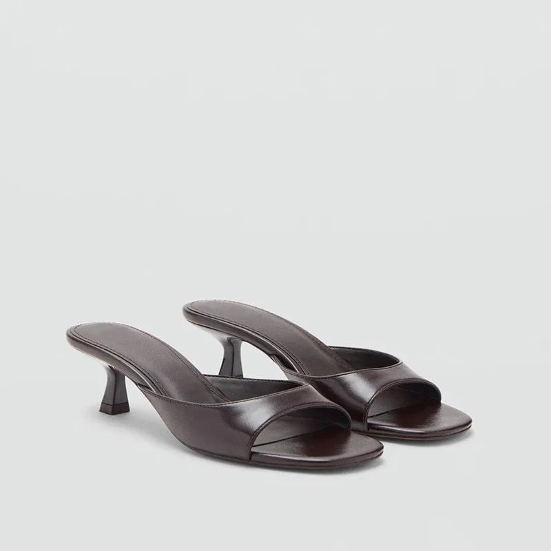 Cognac Leather Slides