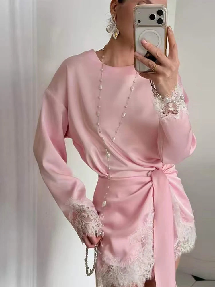Lace Satin Dress